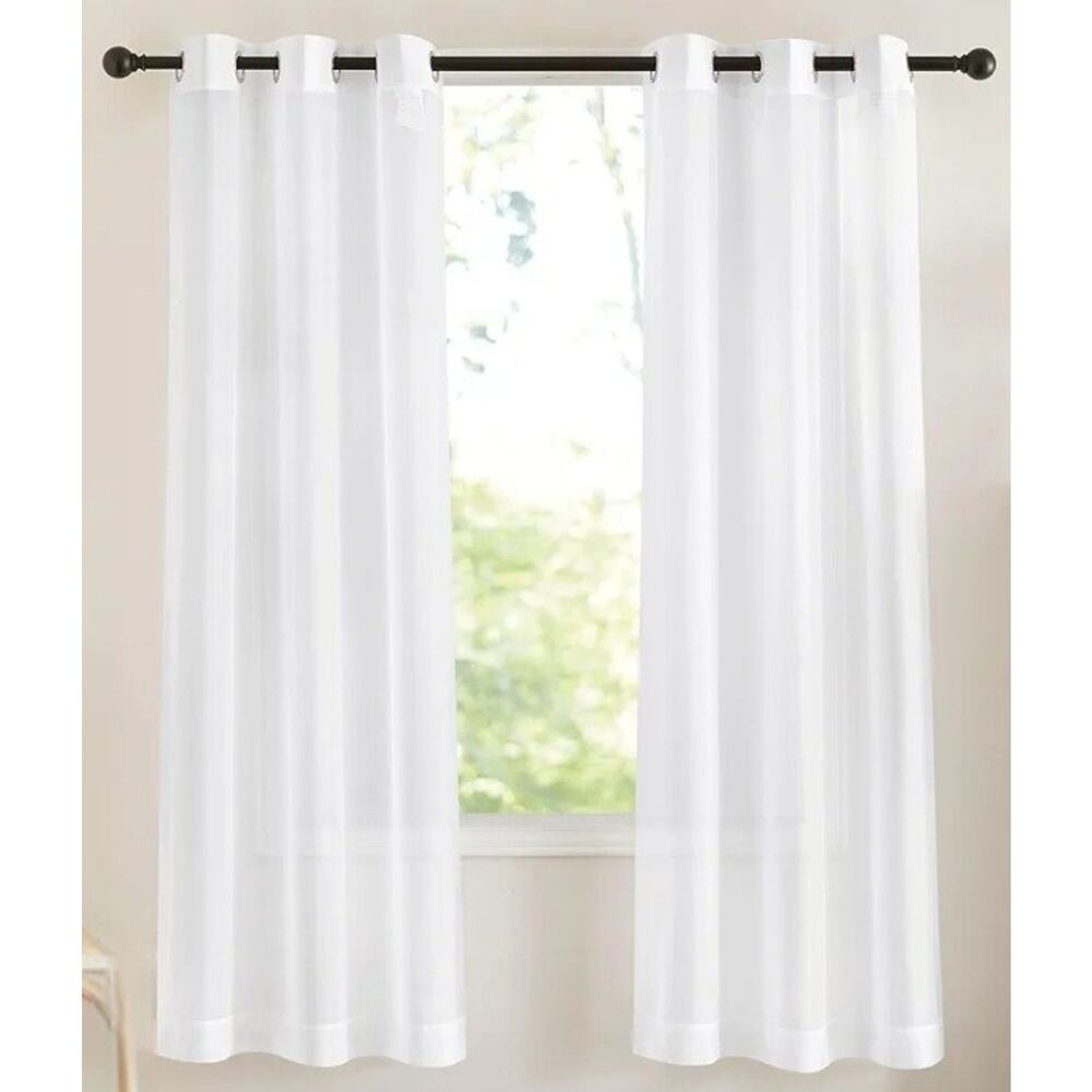 2-Pack White Sheer Curtains 54"W×84"L Home Decoration Airy & Lightweight Y37